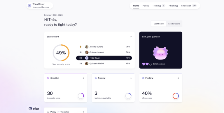 Interface utilisateur Elba pour la remédiation en un clic des risques de sécurité SaaS et le self-service de gestion des accès.